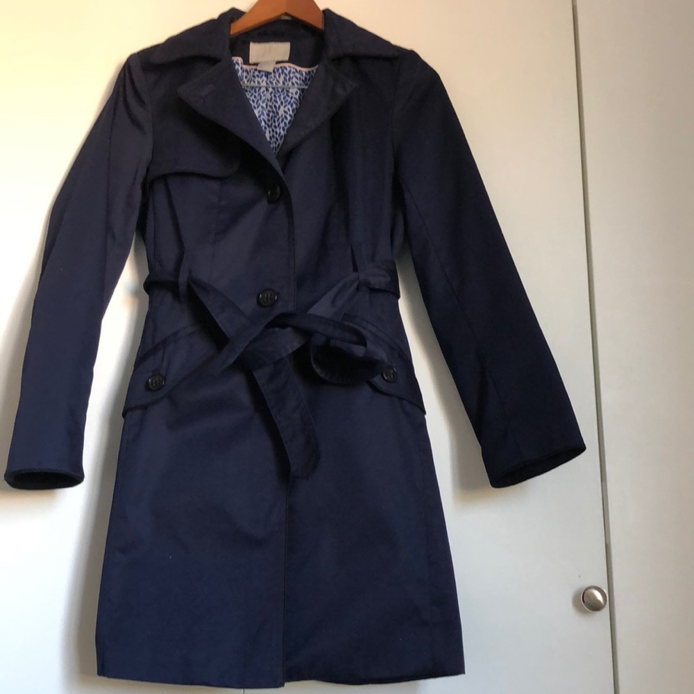 H & M, Navy Blue - Ladies Size 8 Long Jacket